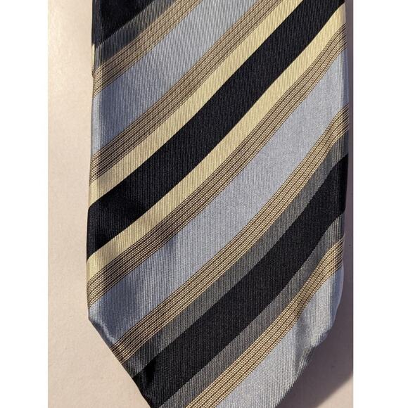 Hermes Paris Vintage 100% Silk Blue Stripe Neck Tie Authentic - Picture 2 of 11